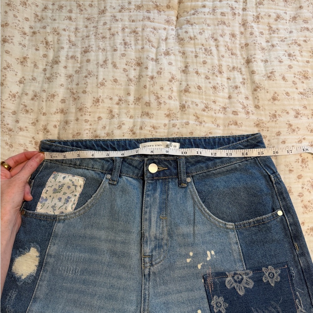 Altar'd State Two-Tone Patchwork Flare Jeans - Picture 6 of 8